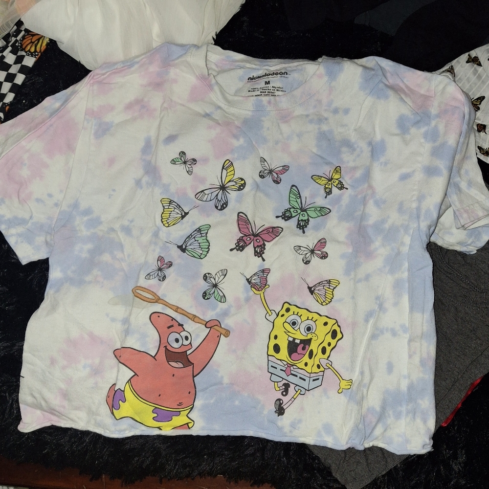 Nickelodeon women's Tie-Dye SpongeBob & Patrick Shirt